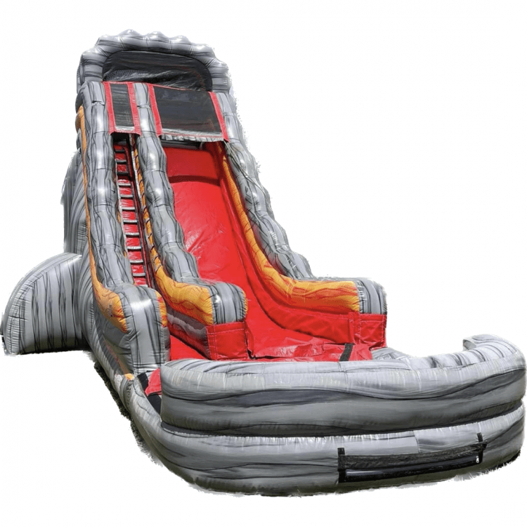 VOLCANO 22FT HIGH SINGLE LANE SLIDE WITH HUGE POOL